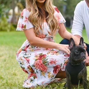 White Floral Midi Flowy Dress
